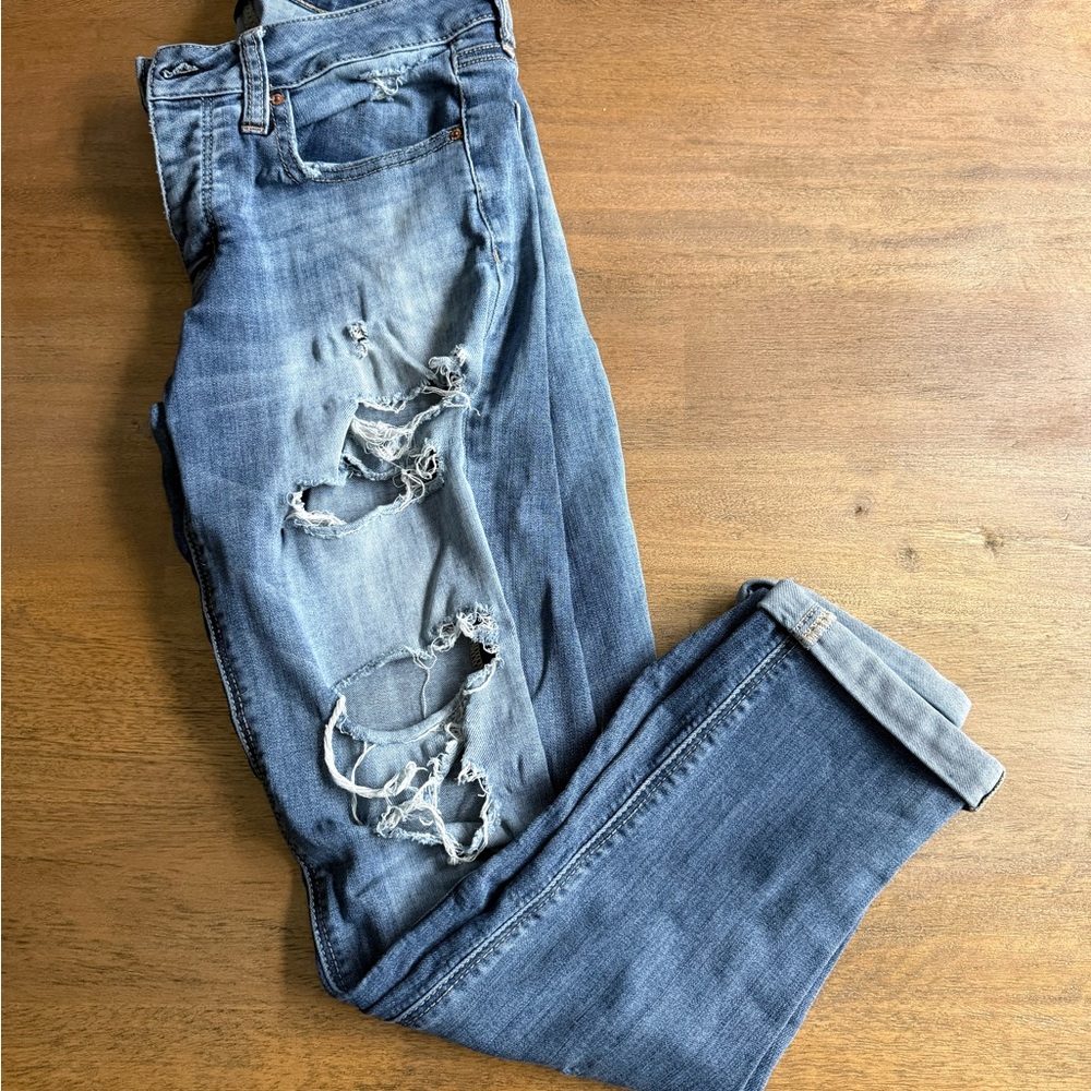 American Eagle Outfitters Distressed Blue Tomgirl Jeans